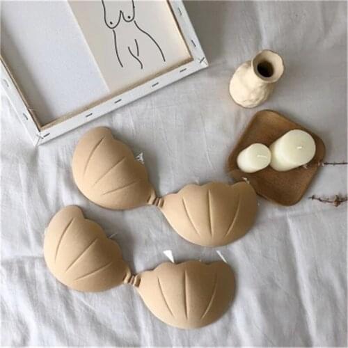 Womens Slightly Lined Custom Lift Seamless Strapless Shell Shape Invisible Bra