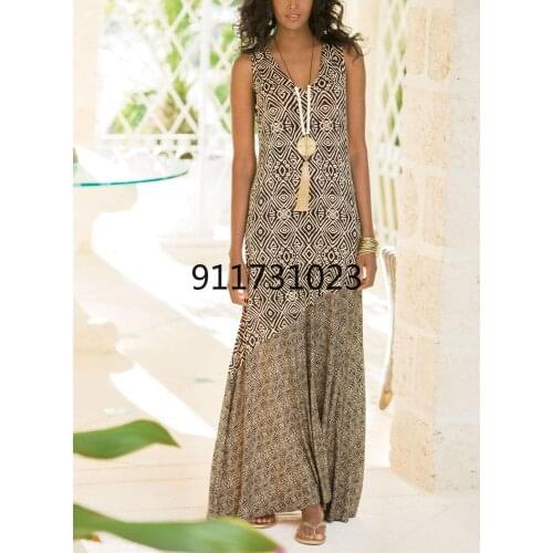 Women print plus size maxi dress summer sleeveless tank dresses arabic ramadan abaya EID kaftan robe dubai islamic Judaic gown