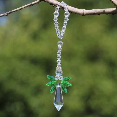 1PCS Apple Green Handmade Angel Crystal Suncatcher Feng Shui Prism Icicle Pendant Window Ornament Wedding Decor