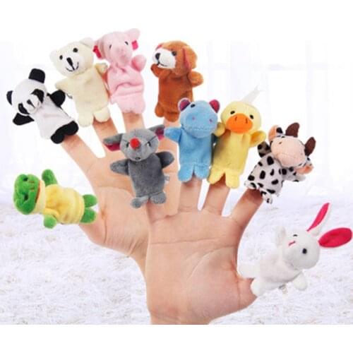10PCS Animal Finger Puppet Plush Toys Puppets Hand Dolls Cute Cartoon Animal Doll Child Baby Favor Dolls Kids Toys