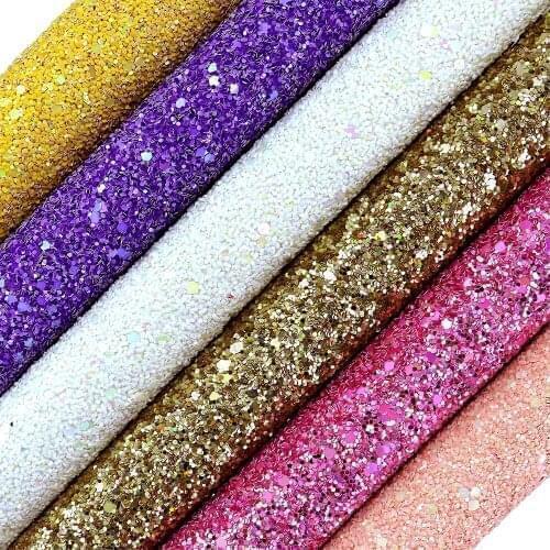 30x134cm Roll Yellow Chunky Hexagonal Glitter Fabric Faux PU Leather For Shoes Bows Home Decoration DIY AY076