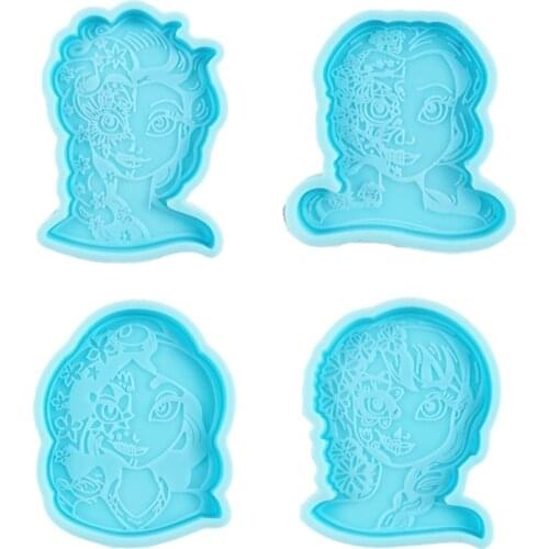 4 Pcs Girls Mobile Phone Bracket Holder Epoxy Resin Mold Keys Decorations Silicone Mould DIY Crafts Making Tool