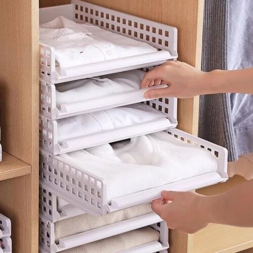 5Pcs Clothes Storage Rack Sliding Drawer Folding Board Clothing Easy Folder Book Holder Multi-Functional Home Storage Organizer