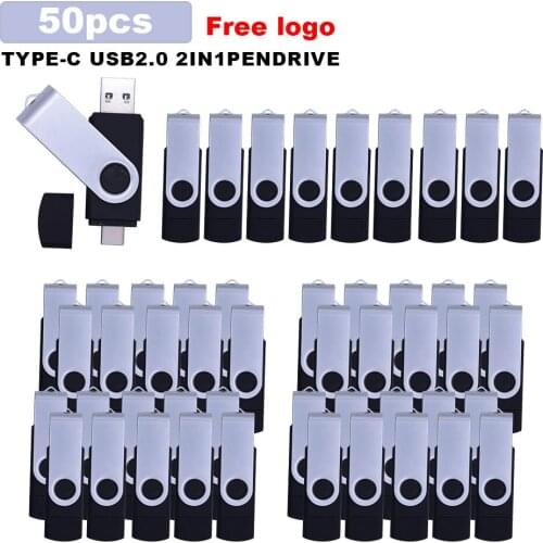 50pcs/lot USB Flash Drive USB 2.0 Type C usb Pen Drive 32GB Customize logo 64GB 128GB 16GB 8GB High Speed Pendrive For wedding