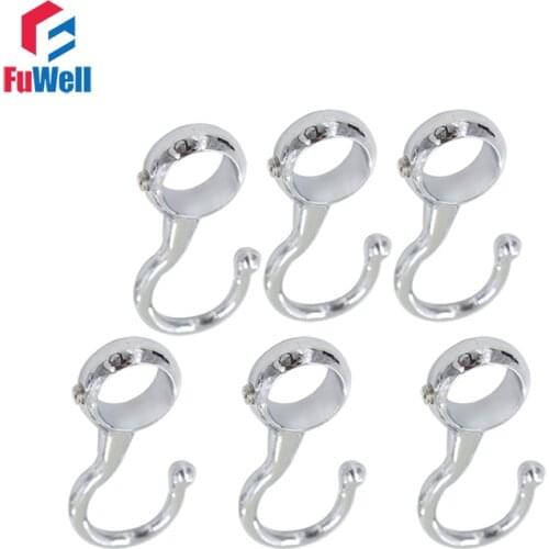6pcs 22mm Dia. Tube Pipe Hooks Hanger Zinc Alloy Kitchen Cabinet Clothes Household Organizer Hanger Coat Waterproof Hook