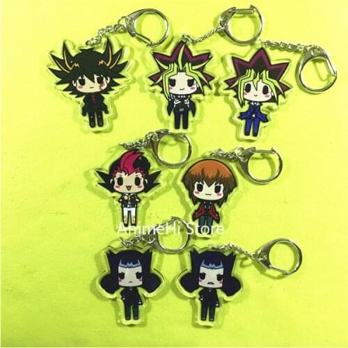 Anime Yu-Gi-Oh! YuGiOh Keychain Figure Doll Yu Gi Oh Tsukumo Yuma Fudo Yusei ATEM Yuki Judai Acrylic Keyring Bag Pendant Gift