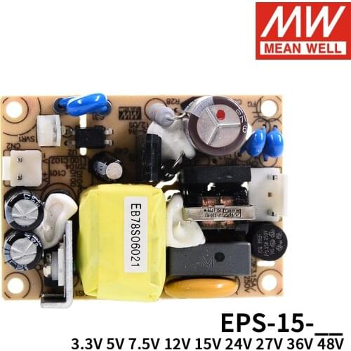 Meanwell EPS-15 single output PSU open frame ac-dc Power Supply 15W 3.3V 5V 7.5V 12V 15V 24V 27V 36V 48V 1A 2A 3A mini size