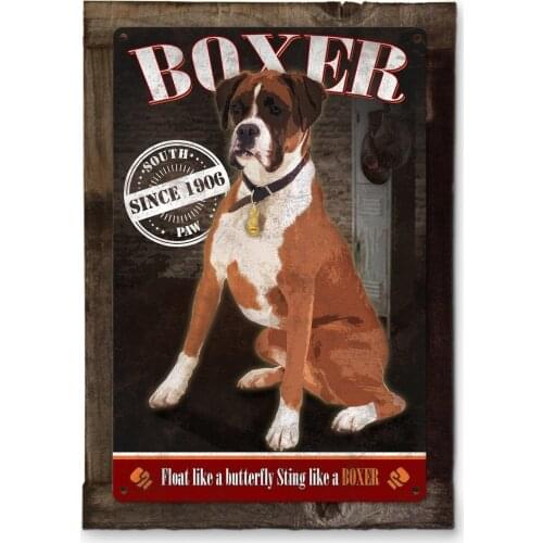 Boxer Sting Like a Boxer Dog Metal Sign Pet Lovers Wall Fine Art Prints Tin Sign