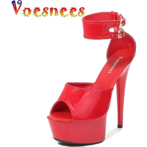Voesnees Brand Women Shoe Party Stripper Heels Gladiator Heels Patent Leather Thin Heels Pole Dance Shoes High-heels Sandals
