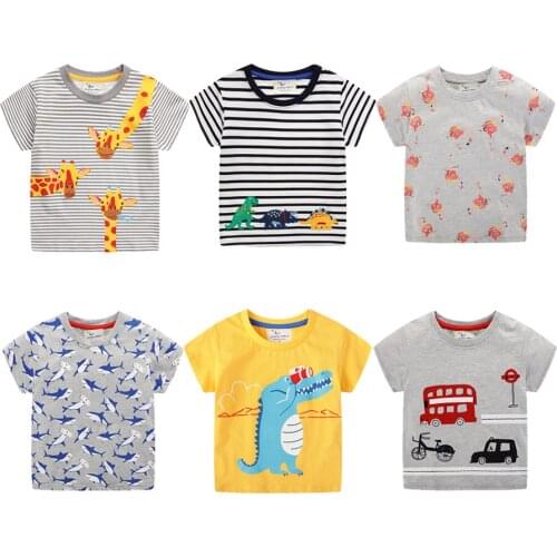 Baby Kids Boys Girls Children Cotton Short Sleeves Summer Clothing dinosaur Monkey Print Tee Car Toddler T Shirt Cartoon Animals