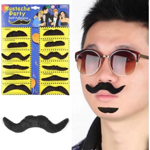 Hot Worldwide 12pcs/set Black 32g Costume Party Halloween Fake Mustache Moustache Funny Fake Beard Whisker