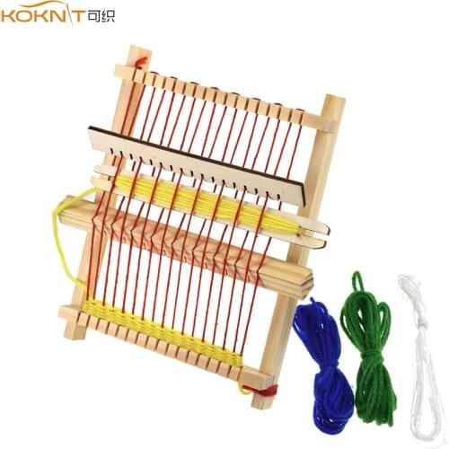 KOKNIT Mini DIY Traditional Wooden Weaving Toy Loom Handmade Knitting Machine with Accessories For Kids Children Knitting Loom