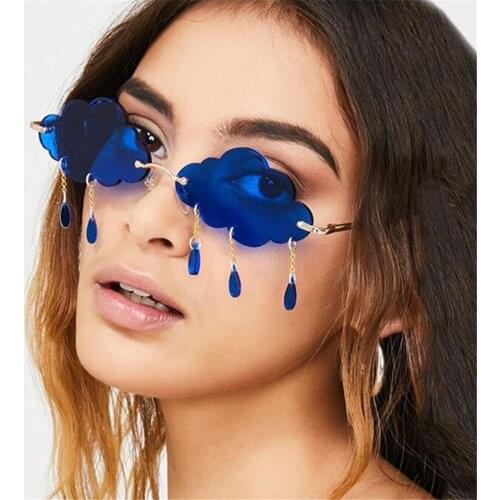 New UV400 Trendy Tassel Sunglasses Fashion Retro Rimless Sun Glasses Steampunk Sunglasses Shades Funny Clouds Shaped Eyeglasses