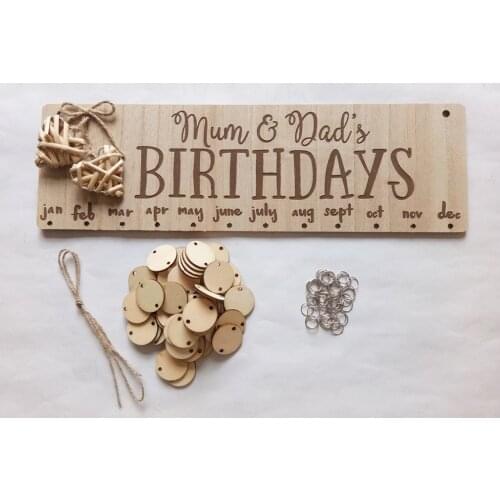 Chritsmas Birthday Special Days Reminder Board Home Hanging Decor Wooden Calendar Board Hanging Ornament New Year Decoration