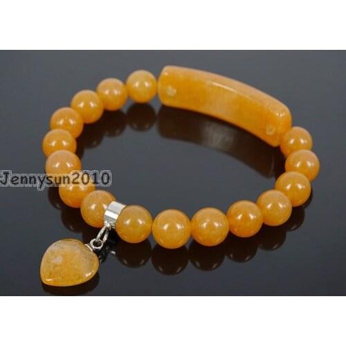 Natural Red Aventurine Gems Stone Heart Bar Round Beads Stretchy Bracelet Healing Reiki Chakra 5Strands / Pack