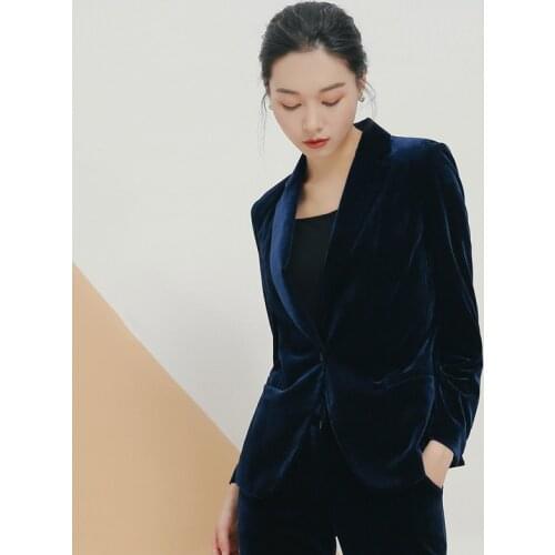 Autumn gold velvet womens high-end European and American self-cultivation velvet suit female coat OL career small suit jacket