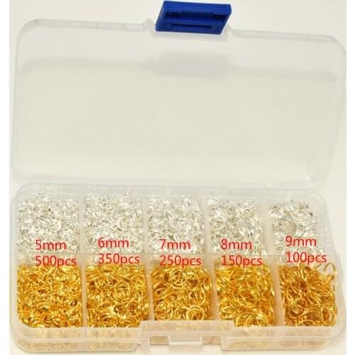1 Box Mixed Silver And Yellow Gold Open Jump Rings 5mm-9mm (2700 Pcs Assorted) For DIY PJ041