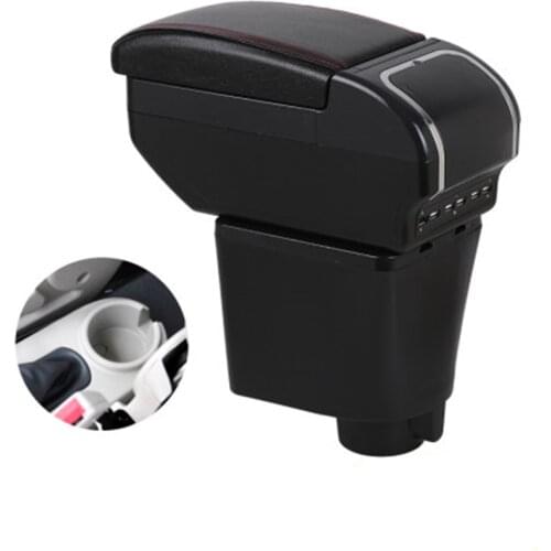 For Chevrolet Aveo/Lova T200/T250 2002-2011 Dual Layer PU leather Armrest box Large Space Car Central Store Content box USB Char