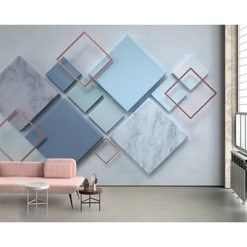 Custom wallpaper 3d simple geometric square marble mosaic mural living room bedroom restaurant sofa background wall papier peint