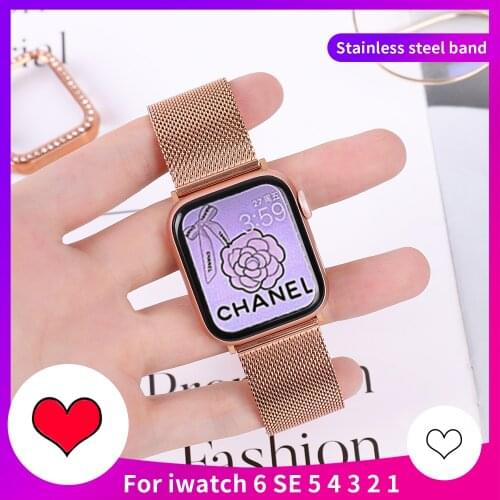 Band For Apple Watch Series 1 2 3 4 5 6 Se 42mm 38mm Strap for iwatch Watch Band 40mm 44mm Milanese Stainless Steel Bracelet
