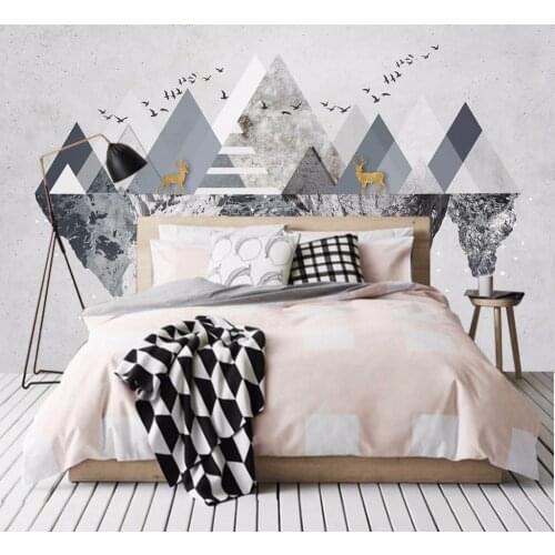 Custom Hand paint 3D Wall Mural Wallpaper Home Decor Elk Bird Geometirc pattern 3D Photo Wall Paper For Living Room Bedroom