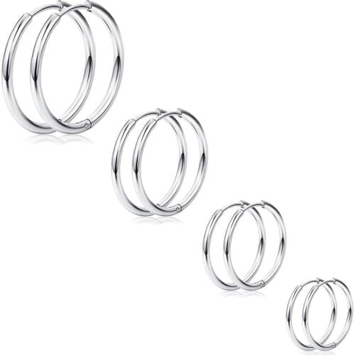 Stainless Steel Hoop Earrings Cartilage Hoop Earring Endless Earrings Sleeper Earrings Huggie Earring for Men Women Clicker