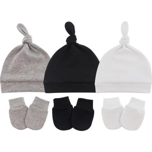 Baby Hat Gloves Set Infant Anti Scratching Gloves Boy Girl Warm Cotton Soft Casual Photography Props Headwear Bonnet Accessories