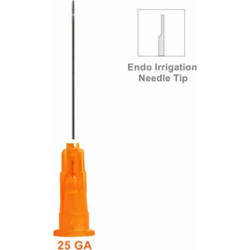 Dental Endo Irrigation Needle Disposable Syringe Tip 25G-Orange Notched 1 Hole