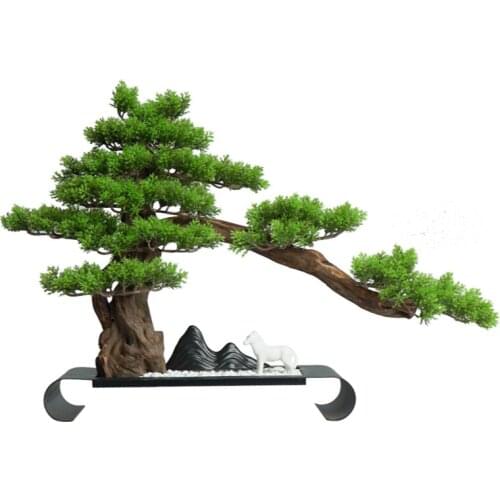 Chinese-Style Plant Welcome Pine Decoration Hallway Living Room Home Office Tea Table Decoration Landscape