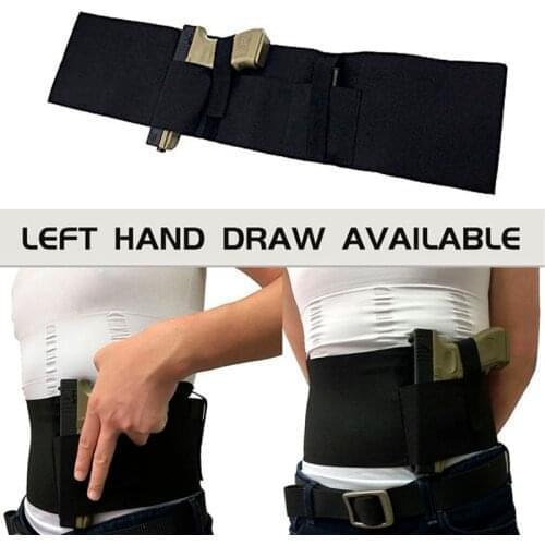 Outdoor Multi-function Tactical Belly Band Gun Holster Elastic Waist Band Holster for Concealed Carry Gun Pistols