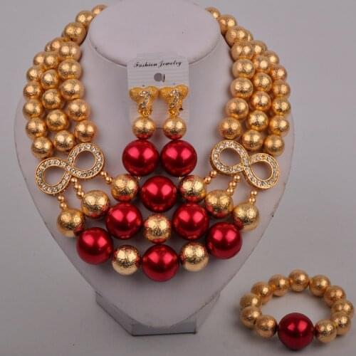 Wine African Weding Beads Nigerian Jewelry Sets Dubai Gold Bridal Set Costume Necklace