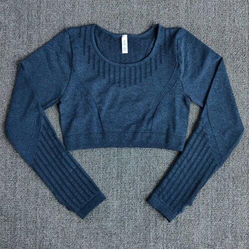 Womens Seamless Yoga T-shirt Long Sleeve Short Sleeve Shirt Fitness Clothing Thumb Hole Sports Fitness Shirt Training Shirt