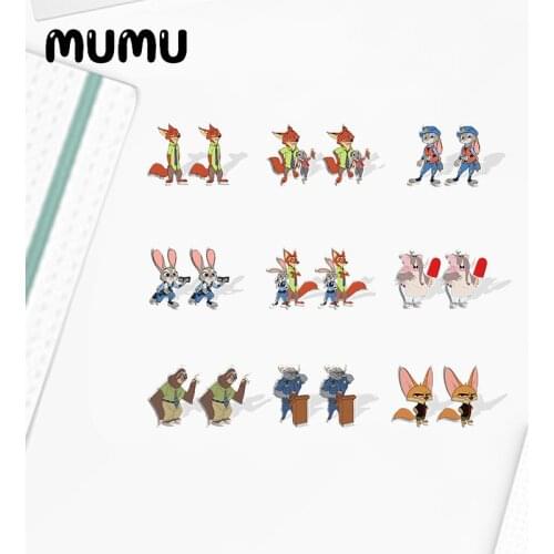 2021 New Zootopia Stud Earring Judy Nick Epoxy Jewelry Resin Acrylic Earrings Handmade Gifts Fan