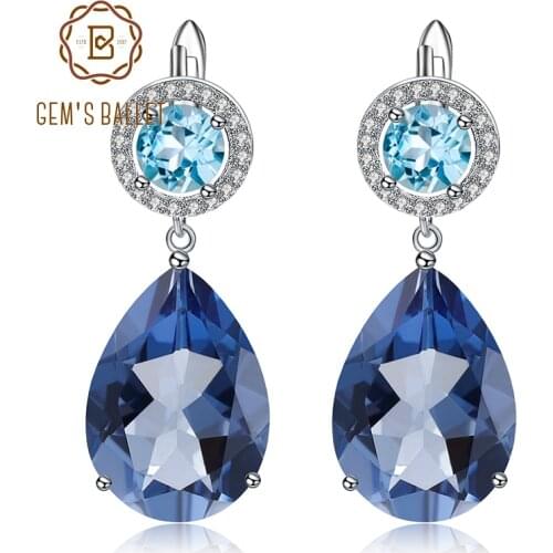 GEMS BALLET Natural Mystic Quartz Topaz Earrings 925 Sterling Silver Vintage Drop Earrings for Women Wedding Jewelry