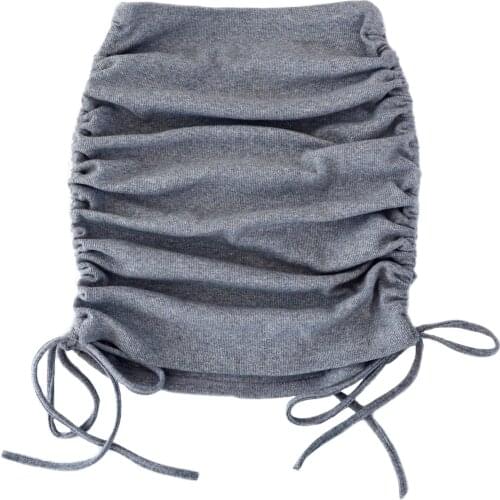 Woman Skirts Harajuku 2021 Spring Autumn Period Ladies Knitting Thread Side Draw String Elastic Sexy Skirts Womens WSL4321