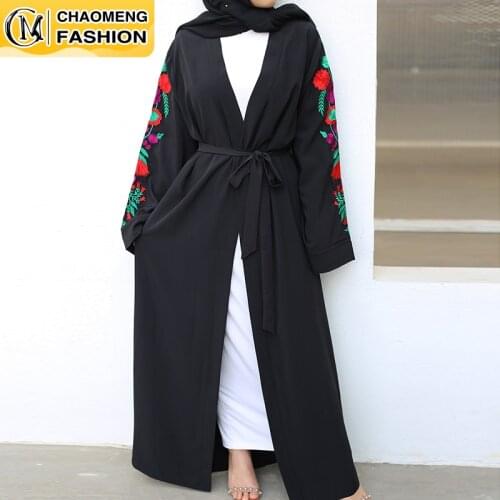 New Design Amazing Quality Maxi Muslim Dress Fashion Clothes Embroidered Kimono Cardigan Turkish Women Open Abaya Dubai Islamic