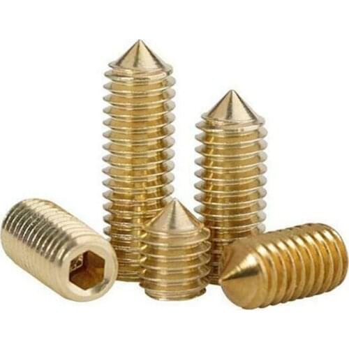 10PCS M3 M4 high quality brass tip set screws headless hexagon socket screws