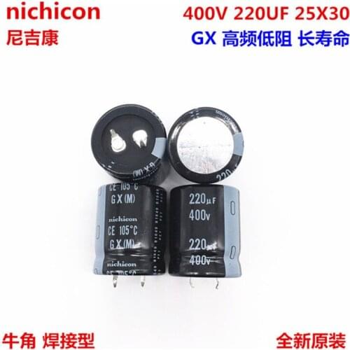 2PCS/10PCS 220uf 400v Nichicon GX/GU 25x30mm 400V220uF Snap-in PSU Capacitor
