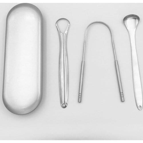 3pcs 100% Useful Professional Tongue Scraper Cleaner Reusable Stainless Steel Tongue Scrapers for Adults