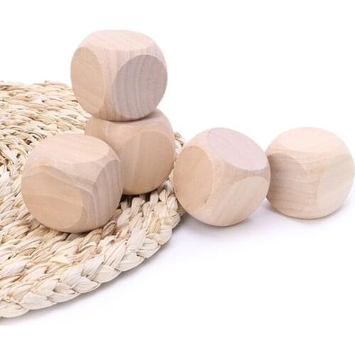 40mm Blank Wood Dice Kid Toys Printing Engraving Write Painting DIY Family Game