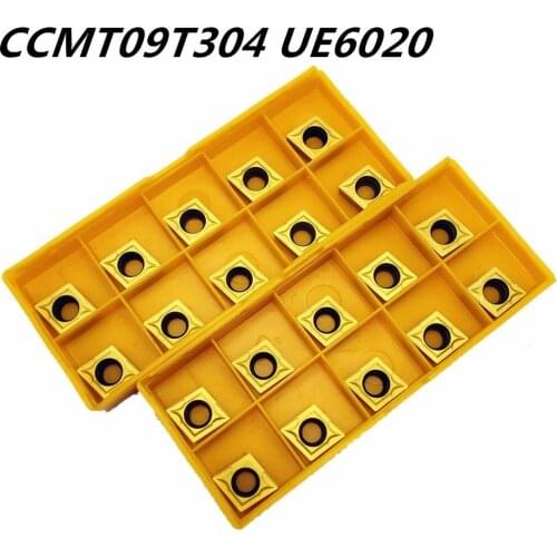 50PCS Lathe tool CCMT09T304 UE6020 Carbide blade inside round car cutter CCMT 09T304 Face milling cutter lathe tool