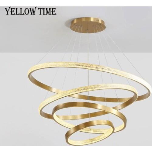 Acrylic Circle Rings LED Chandelier Home Indoor Hanging LampFor Living room Bedroom Dining room Chandelier Gold Lighting Fixture