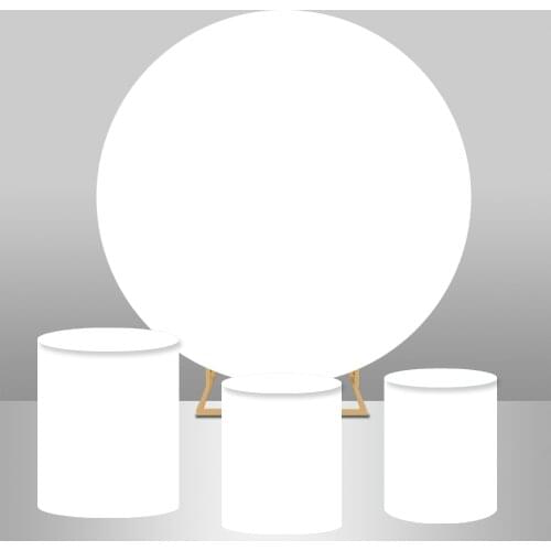 White Sold Color Round Circle Backdrop Portrait Baby Shower Birthday Banner Bridal Wedding Party Photo Backgrounds Plinth Covers