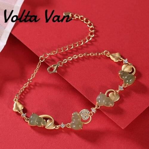 Volta Van 925 Sterling Silver Bracelet 2021 New Fine Jewelry Elegant Natural Jade Vintage Gourd All-Match Casual Charm Bracelets