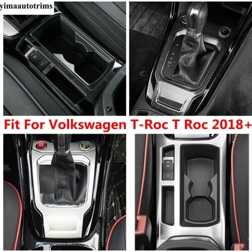 Black Brushed / Silver Accessories Gearbox Shift Stall Water Cup Holder Panel Cover Trim For Volkswagen T-Roc T Roc 2018 - 2021