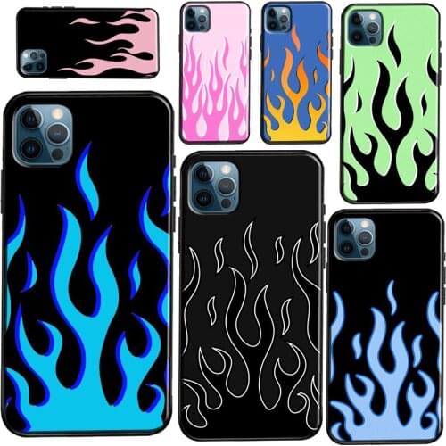 Flame Aesthetic Light Blue Fire Pink Silicone Case For iPhone 12 11 Pro Max 7 8 Plus SE 2020 12 Mini X XR XS Max Back Cover