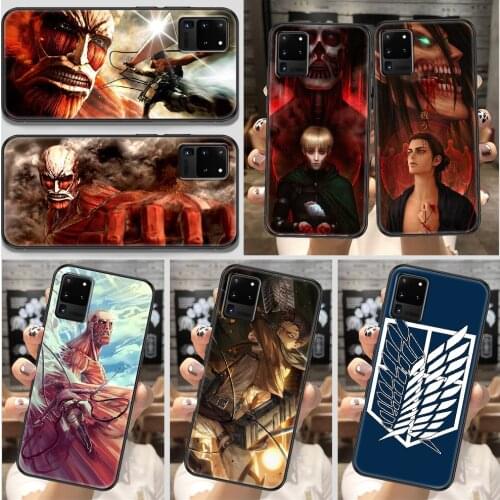 Attack on Titan Phone case For Samsung Galaxy Note 4 8 9 10 20 S8 S9 S10 S10E S20 Plus UITRA Ultra black painting Etui art coque