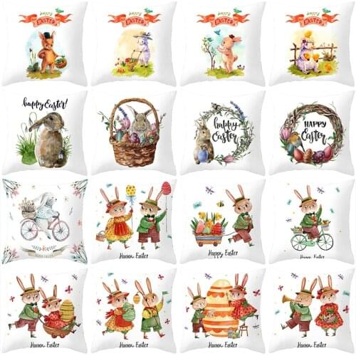 Easter Pillowcase Decorative Sofa Cushion Case Bed Pillow Cover Home Decor Car Cushion Cover Rabbit Pillow Case 45*45cm