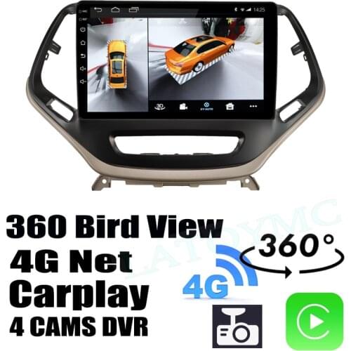 Car Audio Navigation GPS Stereo Carplay DVR 360 Birdview Around 4G Android System For Jeep Cherokee KL 2013~2021