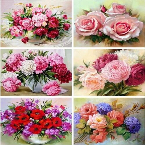 EverShine DIY Diamond Painting Full Square Flowers Cross Stitch Diamond Embroidery Peony Picture Rhinestones Sale Home Decor